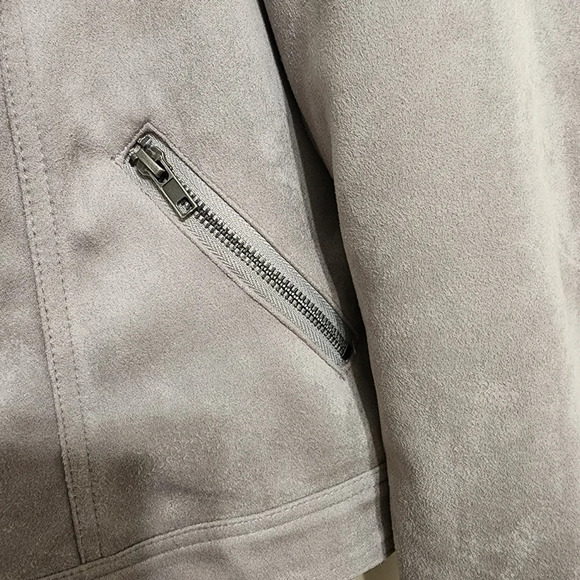 PHILOSOPHY Gray Faux Leather Notched Lapel Jacket Size S - Picture 7 of 10